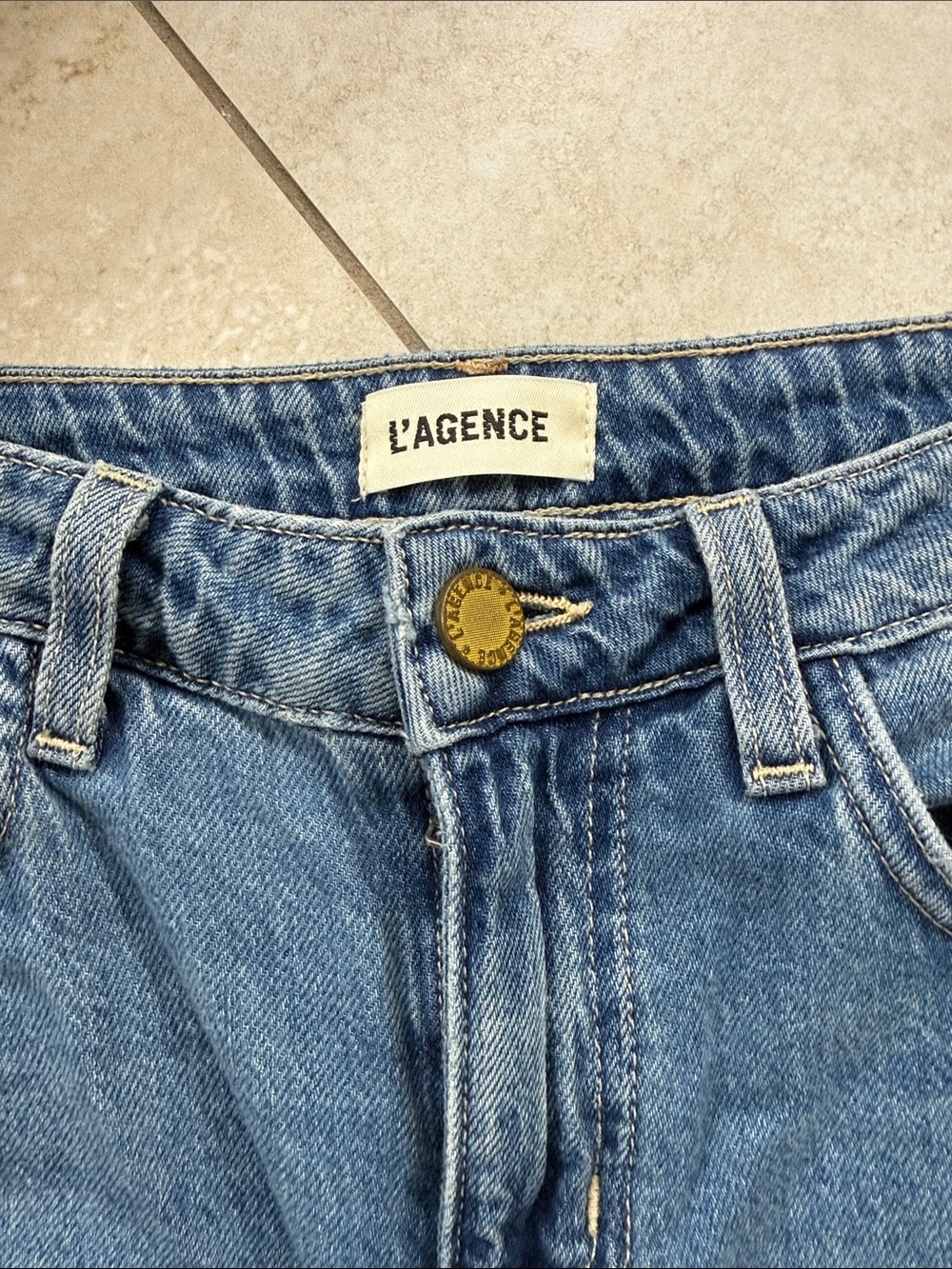 L'AGENCE Medium Blue Denim High-Rise Jeans